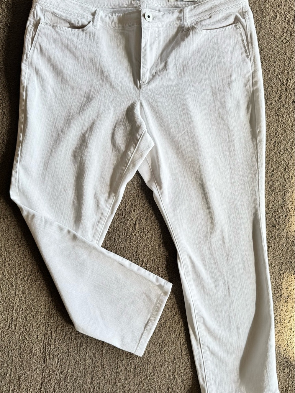 J. Jill Denim Women’s 14 White Boho Crop Jeans Denim 36”x34”, 9.5” Rise Stretchy
